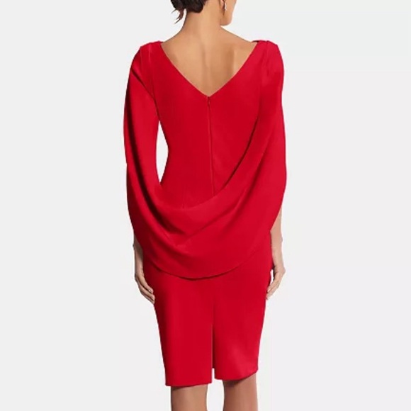Red caped sheath dress - Picture 2 of 6